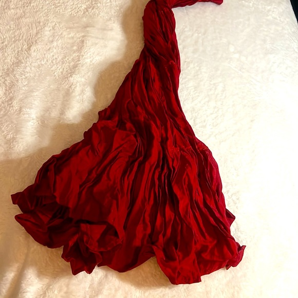 BUY❤️FIRE RED MIRACLECIOUS SILKY TAFFETTA  STRAPLESS DRESS/FLAMENCO SKIRT 180*❤️ - Picture 4 of 6